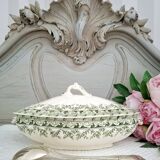 Antique earthenware vegetable or soup tureen in iron earthenware