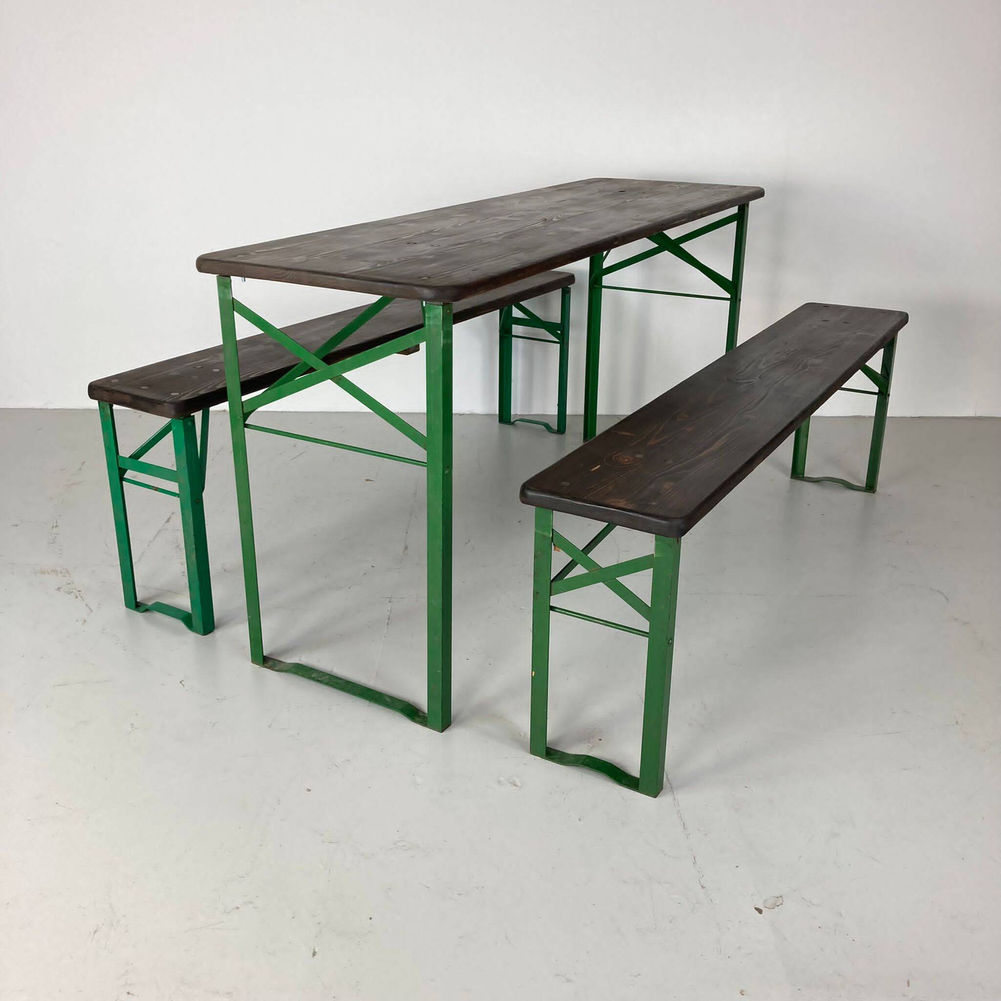 Table et bancs de bière allemands vintage de longueur sur mesure