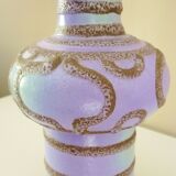 Glazed ceramic vase, abstract shape and decoration, fat lava, vintage 60s/70s