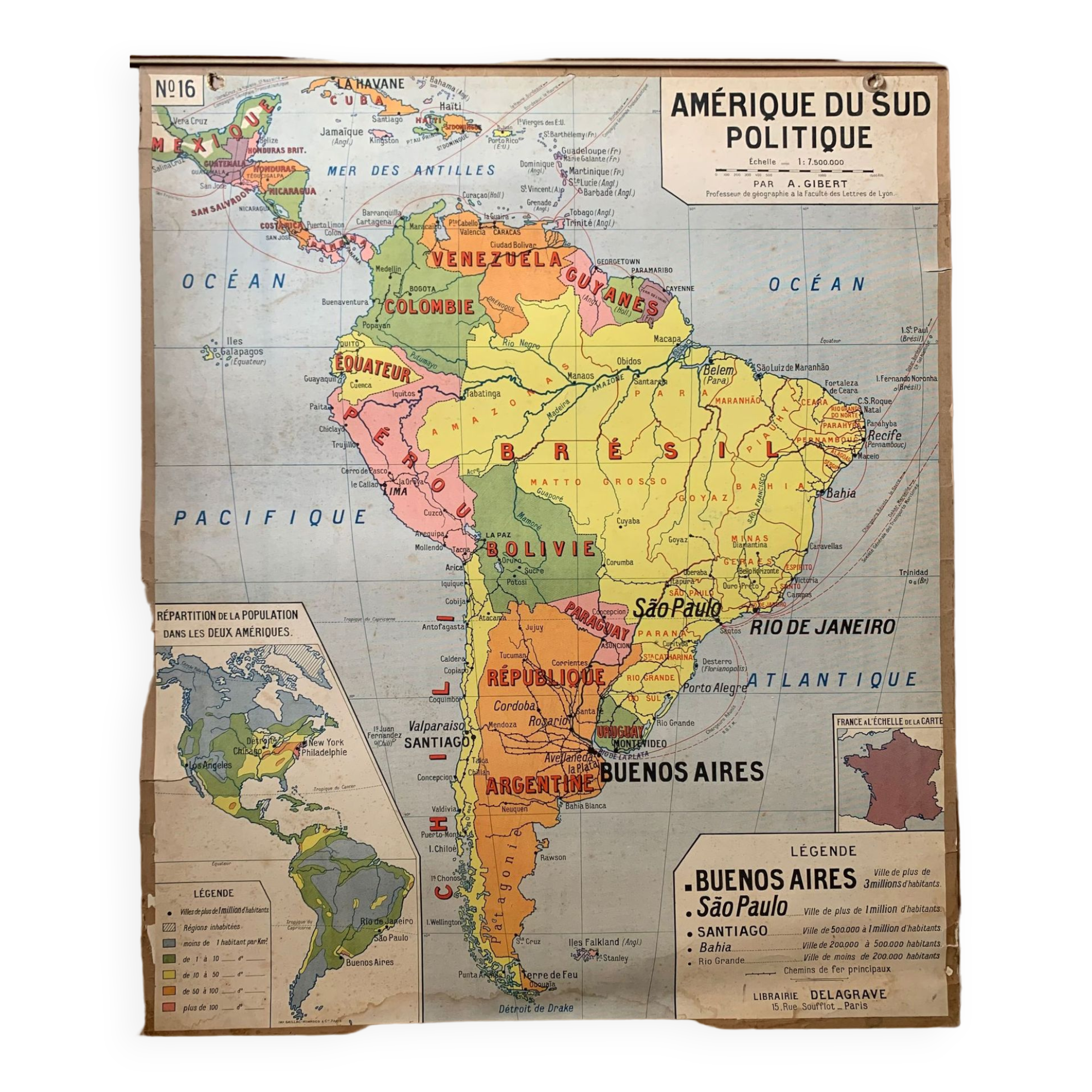 School map n°16 and 16 bis - Political South America