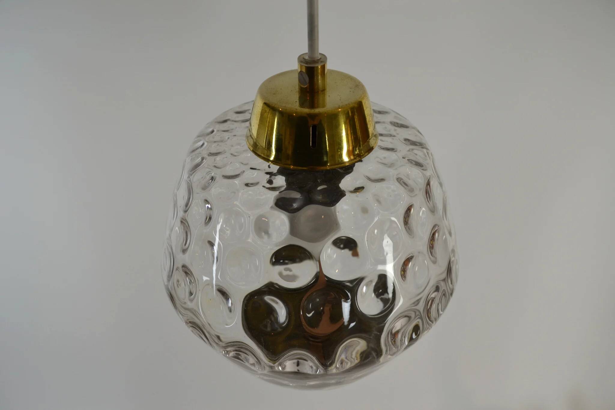Glass and Brass Pendant Lamp, 1960s, Sweden