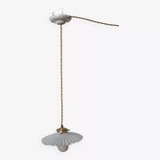 Vintage lampshade pendant light in white embossed striated opaline - 1960