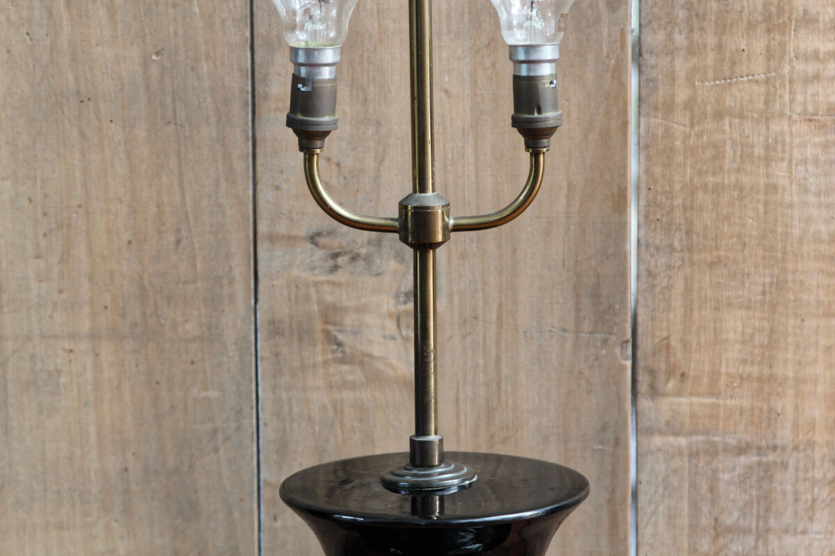 Antique lamp foot, earthenware and brass