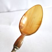 Antique horn salad cutlery – shell decoration 1900