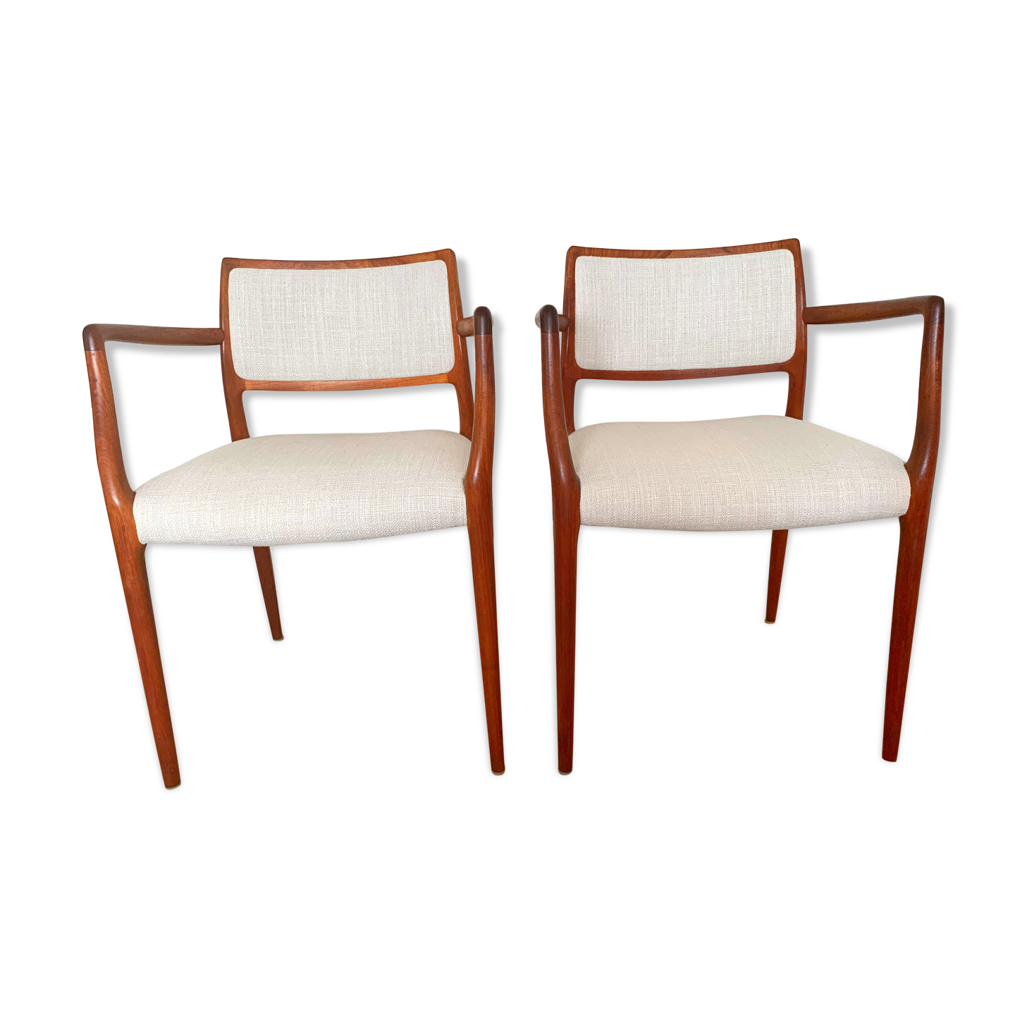 Armchairs model 65 mid century in teak by N.O.Moller for J.L.Mollers