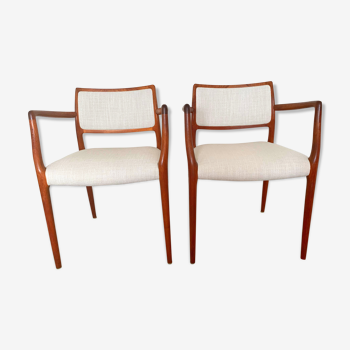 Armchairs model 65 mid century in teak by N.O.Moller for J.L.Mollers