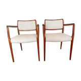 Armchairs model 65 mid century in teak by N.O.Moller for J.L.Mollers