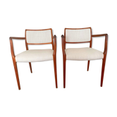 Armchairs model 65 mid century in teak by N.O.Moller for J.L.Mollers