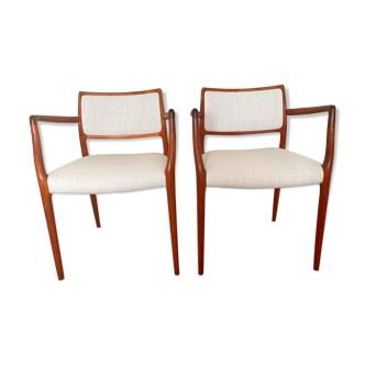 Armchairs model 65 mid century in teak by N.O.Moller for J.L.Mollers