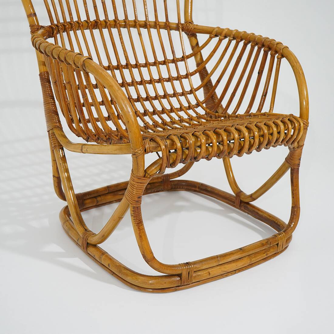Rattan and woven cane armchair, 1960s