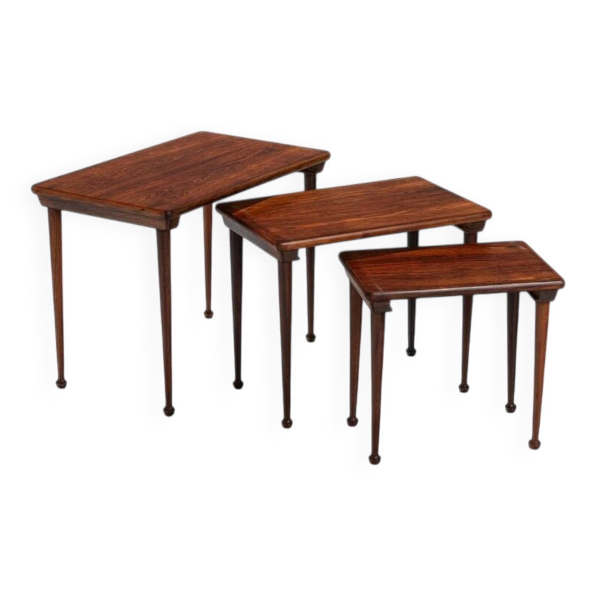 3 tables gigognes danoises en palissandre, Danemark, 1960