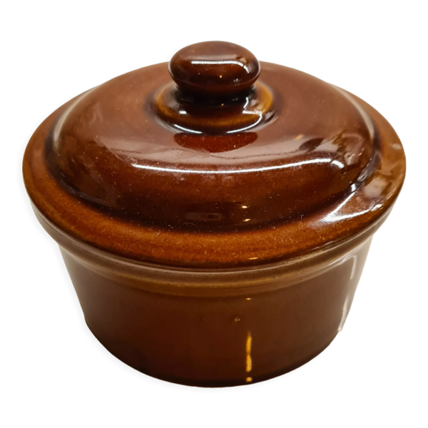 Terrine casserole avec couverle en terre cuite vernissée terra cotta Boîte avec couvercle pour aliments.