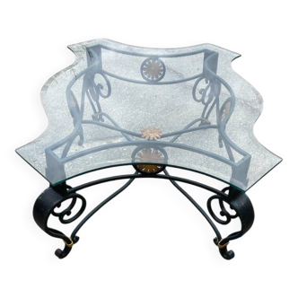 Wrought iron coffee table with glass top