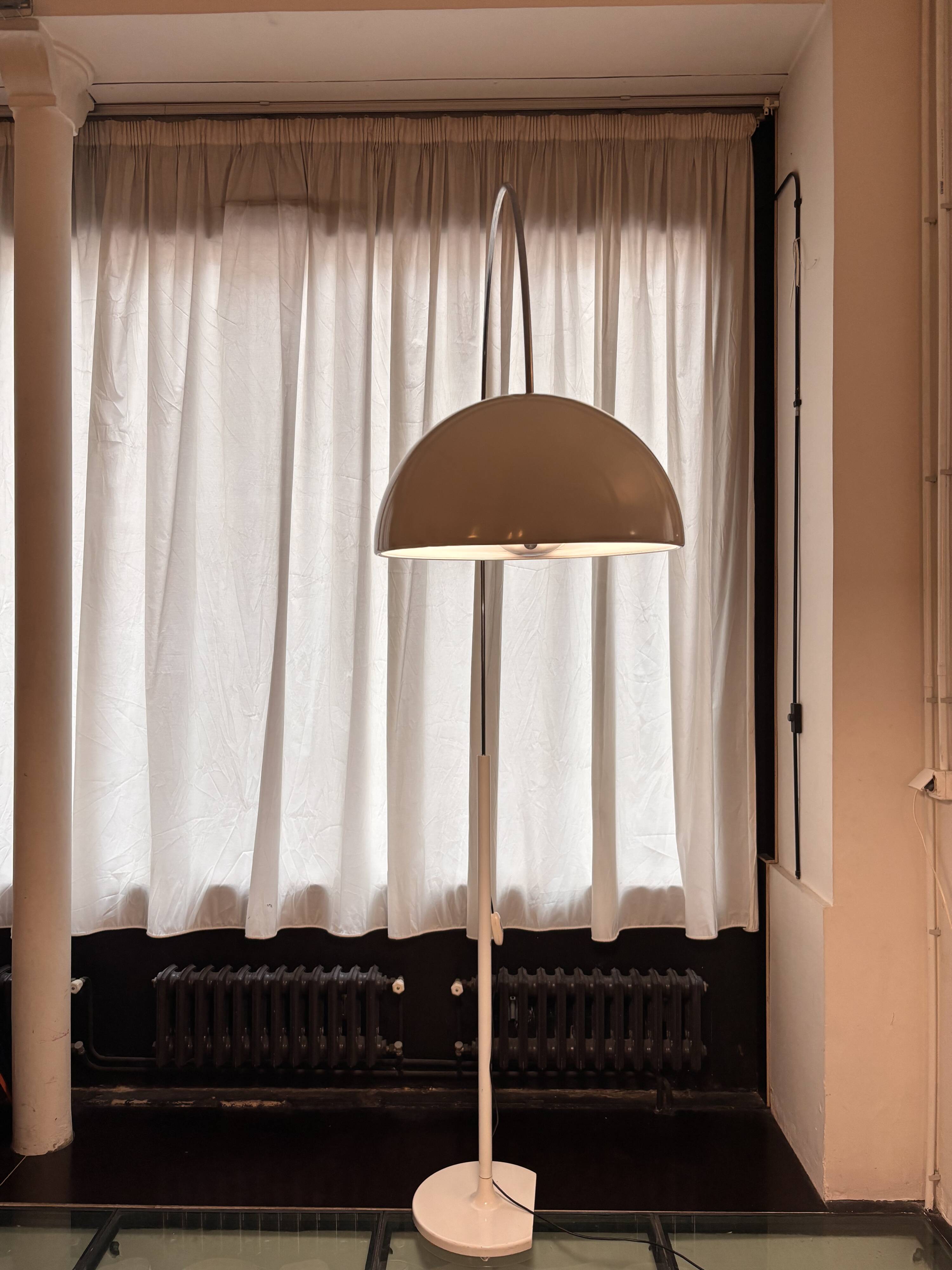 Arco Cut Floor Lamp Joe Colombo for Oluce White Chrome Vintage Design