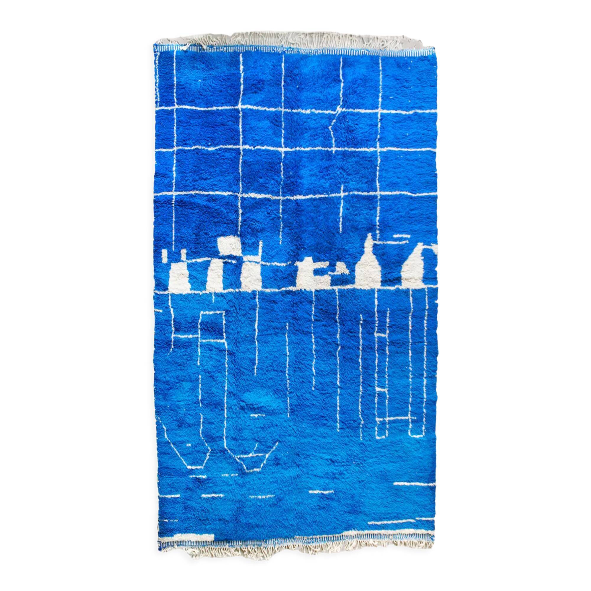 Cobalt blue moroccan rug or carpet