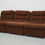 Vintage Brown German 3-seat Modular Design Sofa Boucle, 1970s