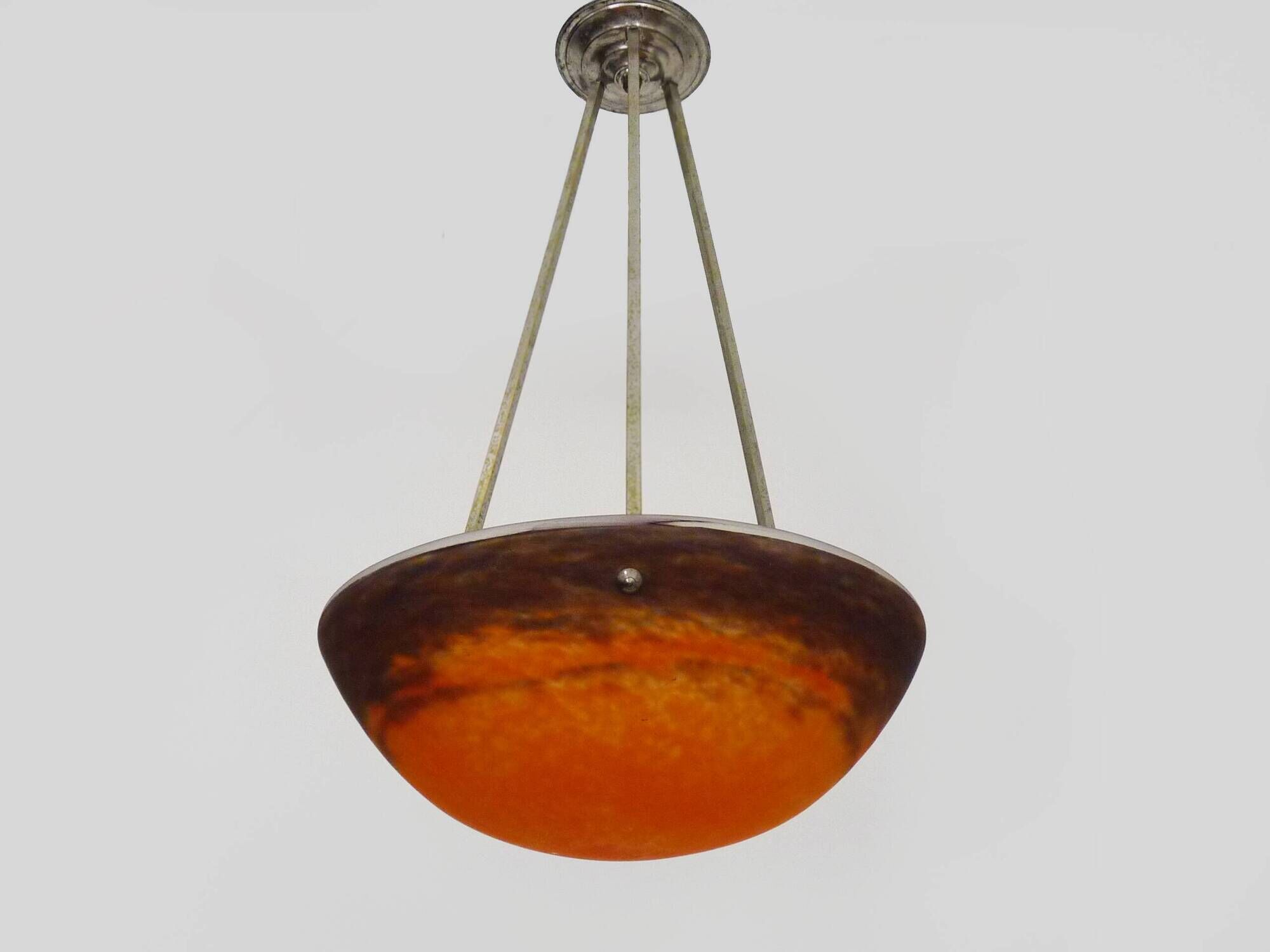 Art Nouveau ceiling-mounted basin pendant light from GV de Croismare, France, 1920s