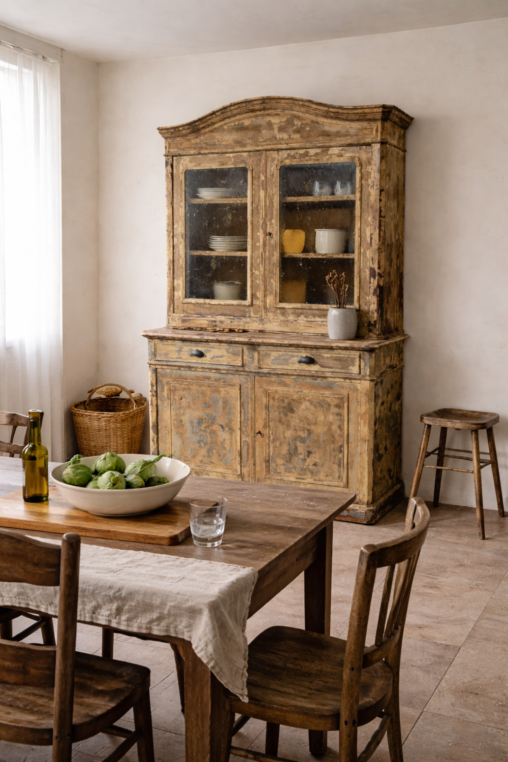 Large two-body sideboard Louis Philippe – blue beige patina