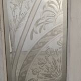 Double dividing door in wood and etched glass, 20th century