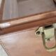 Antique leather and brass trunk/suitcase, high-end luggage circa 1930