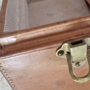 Antique leather and brass trunk/suitcase, high-end luggage circa 1930