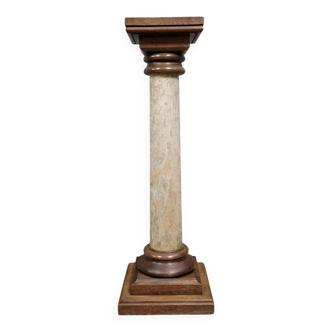 Colonne a l'antique ou piédestal en marbre et chene vers 1850