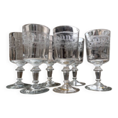 Suite de 6 verres a eau ou a vin cristal baccarat ancien gravures grecques