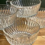 6 tasses à café en verre ciselé vintage en très bon état
