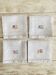 Serviettes de table brodées main, mono MG,  jours Venise - 57x54 cm - lin