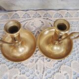 Paire de bougeoirs rat de cave en laiton