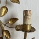 Grande applique fleurs et feuillage en métal doré années 50-60