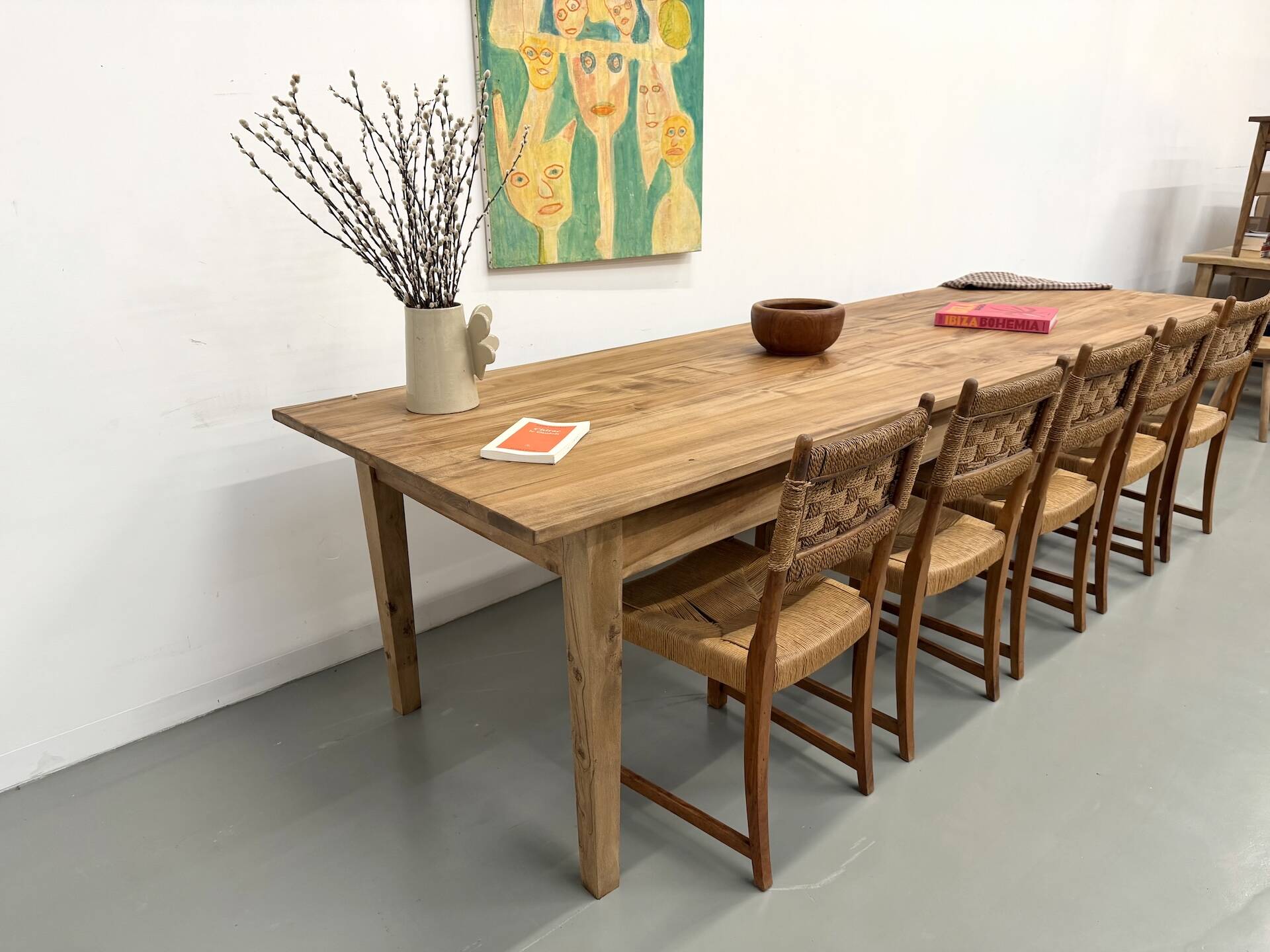 XXL solid walnut table with tapered legs