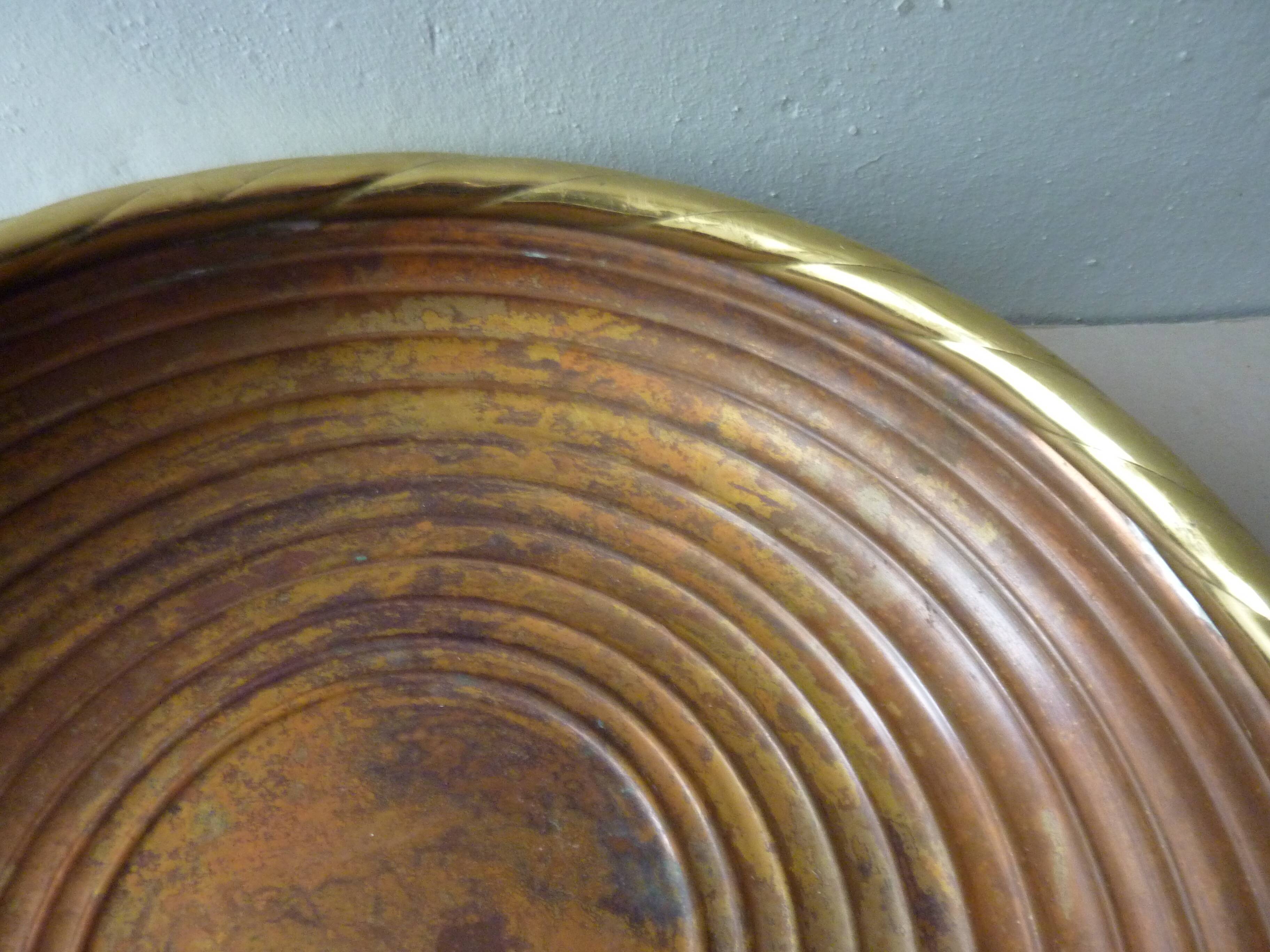 Copper and brass dish