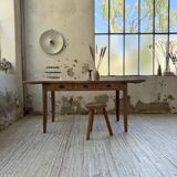 1950s pine and oak farmhouse table with multiple drawers