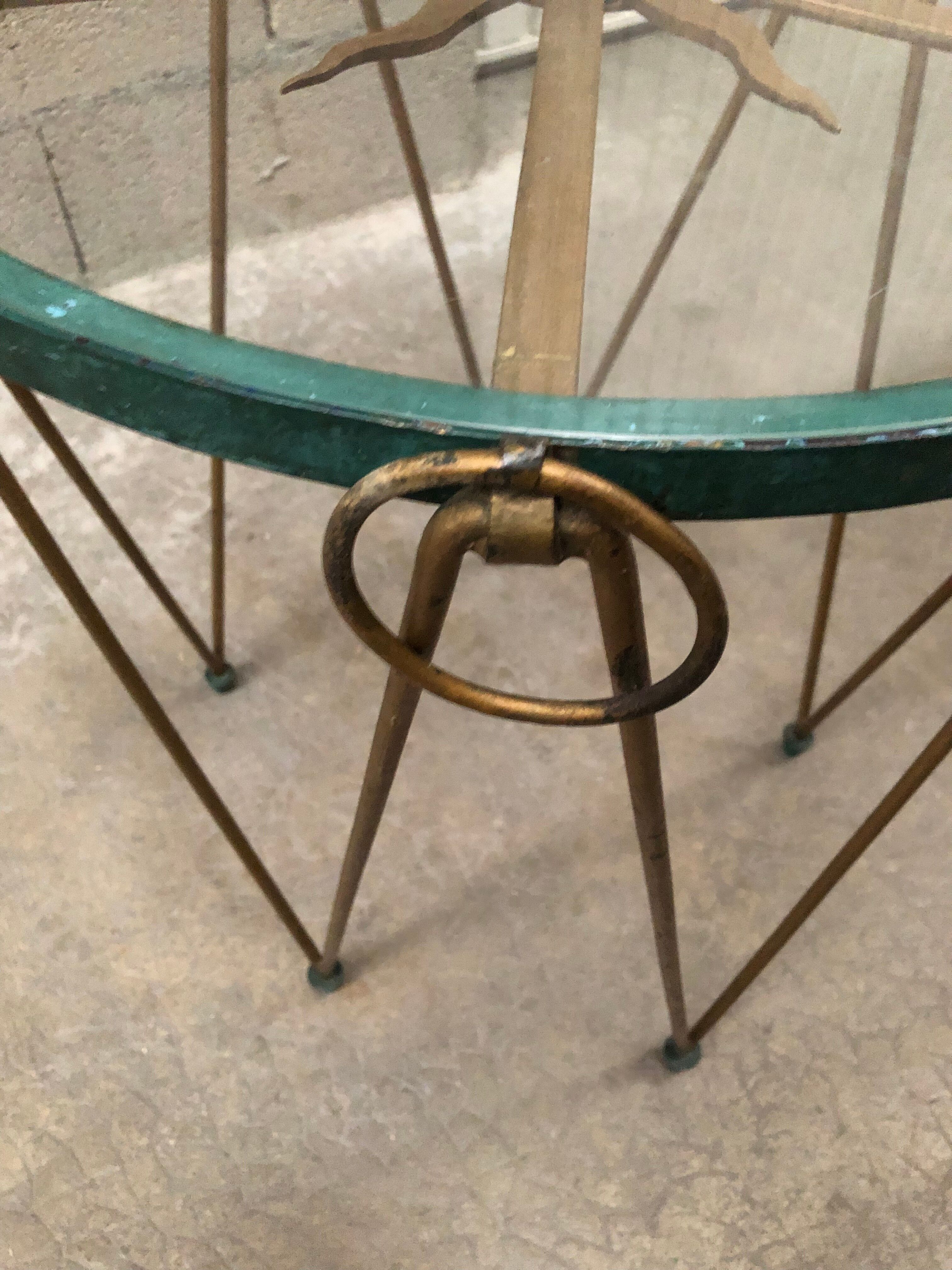 Art deco pedestal table wrought iron