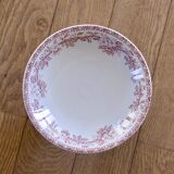 Antique pink ironstone fruit bowl with flowers