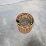 Series of 4 vintage rattan basket pot covers