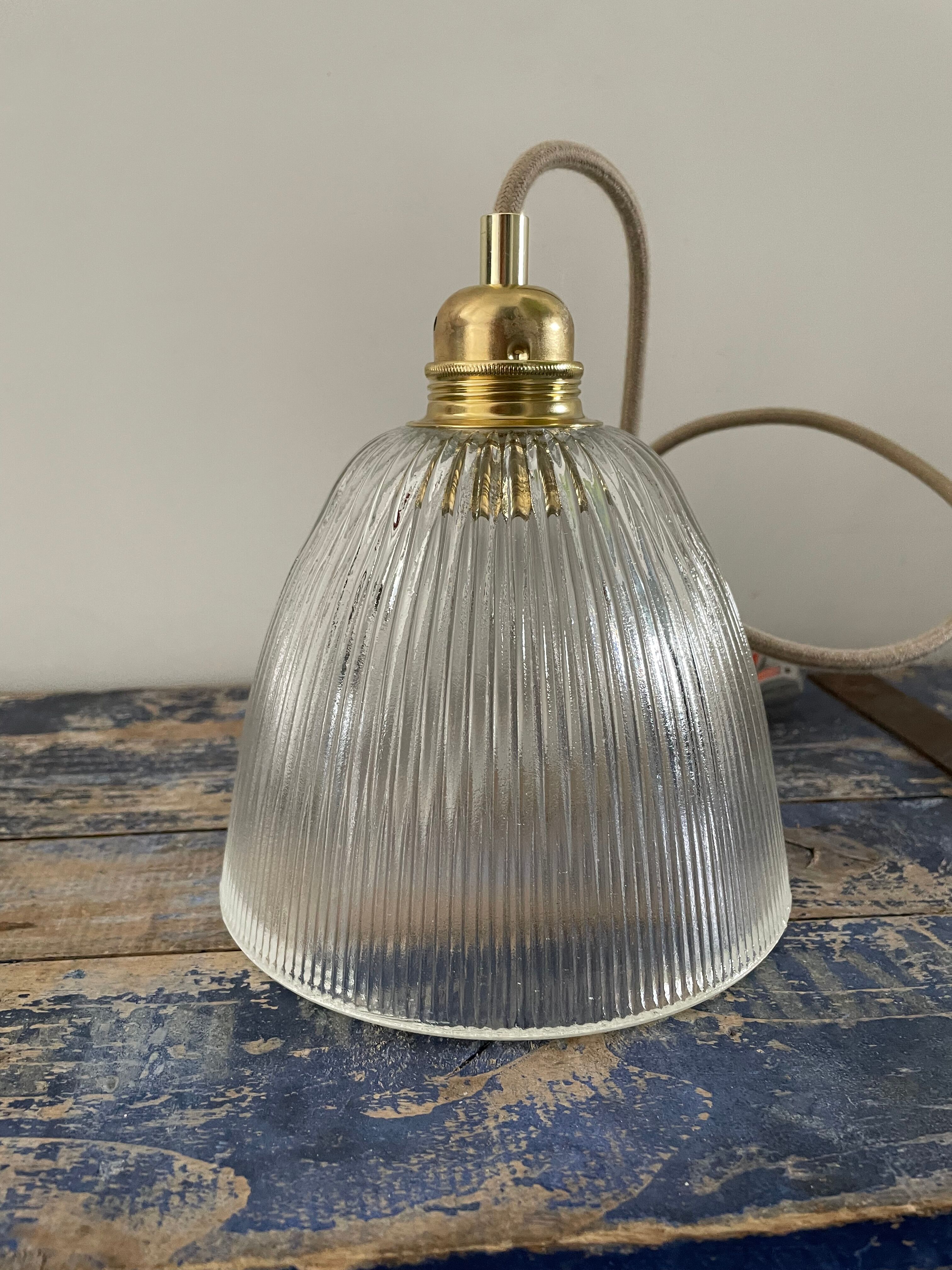 Vintage holophane glass pendant lamp