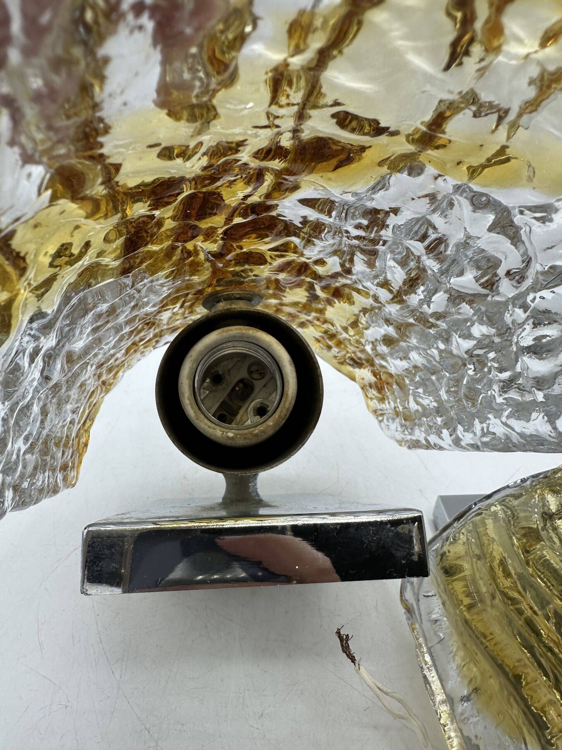 Duo of two-tone Murano Mazzega wall lights 1970