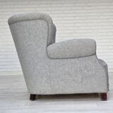 1950s, Danish relax chair by Fritz Hansen, model 1518, grey furniture wool.