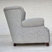 1950s, Danish relax chair by Fritz Hansen, model 1518, grey furniture wool.