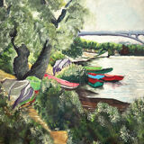 Été sur La Marne, huile sur carton, M. Tassart 1964