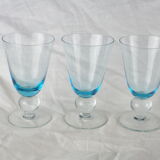 Set de 3 verre à vin des 70s à fumure bleue