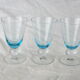 Set of 3 wine glass of the 70s with blue manure