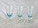 Set of 3 wine glass of the 70s with blue manure