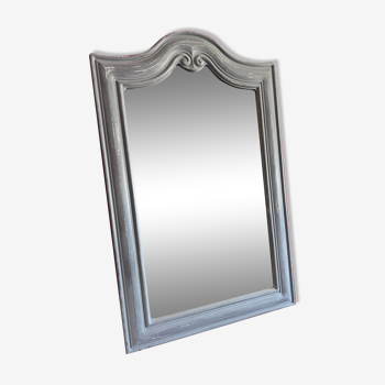Wood mirror, restyled gray, patinated