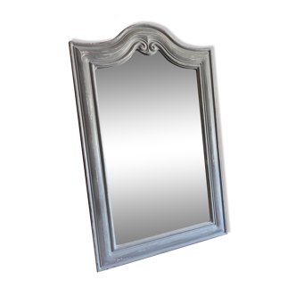 Miroir bois, relooké gris, patiné