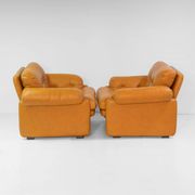 Vintage Coronado Brown Leather Living Room Set Tobia Scarpa Labeled C&B Ita