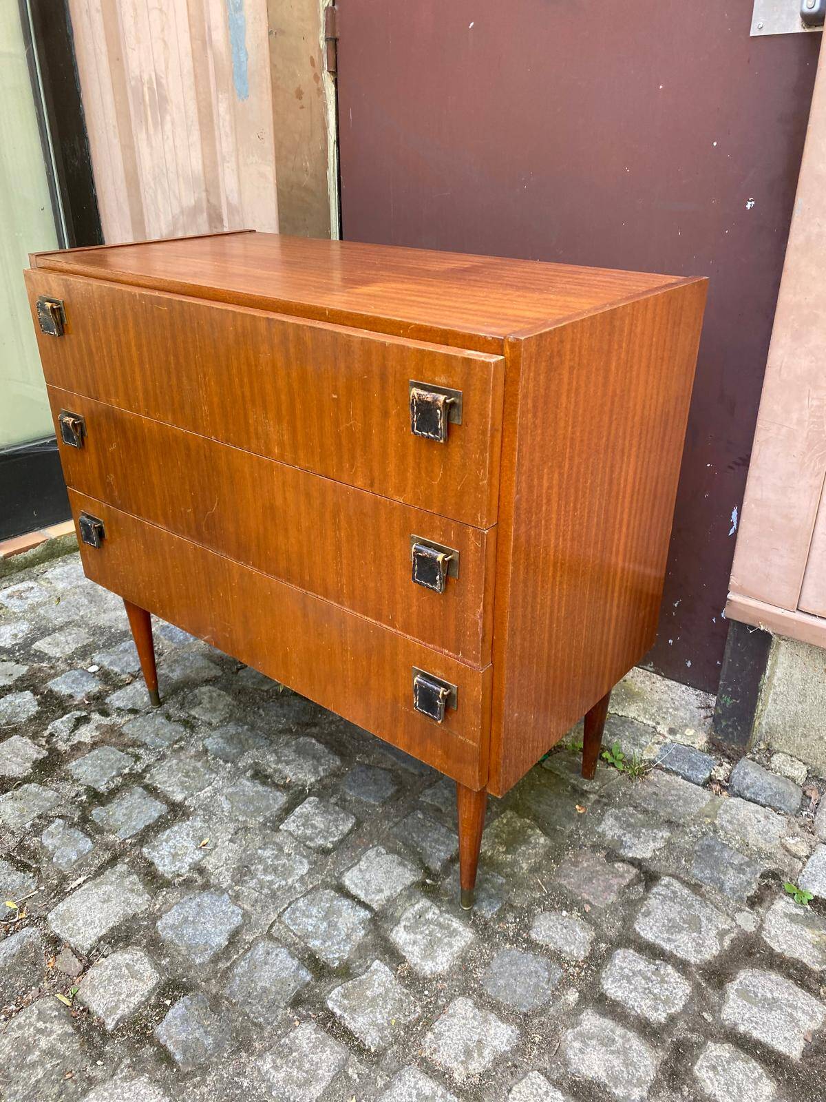 Commode scandinave Mid-Century Modern en bois 1950 3 tiroirs