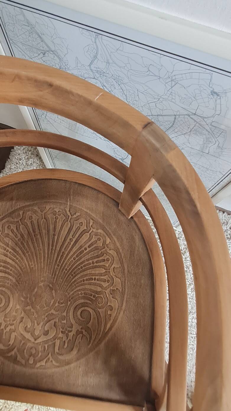 Pair of chairs in the style of antique armchairs circa 1940 - engraved seat.